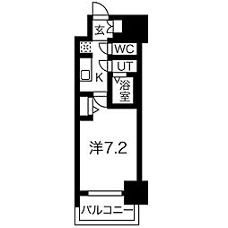 名古屋市営東山線 新栄町駅 徒歩9分の賃貸マンション 2階1Kの間取り