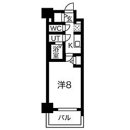 メイクス高岳 2階1Kの間取り