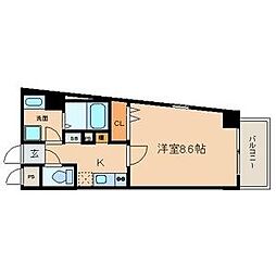 スカイコート葵 2階1Kの間取り