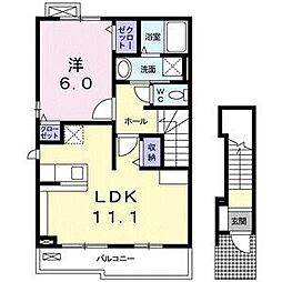 ピュア・シュメール 2階1LDKの間取り