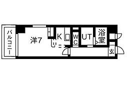 名古屋市営名城線 ナゴヤドーム前矢田駅 徒歩1分の賃貸マンション 6階ワンルームの間取り