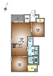 REGALEST F 上小田井 1階2LDKの間取り
