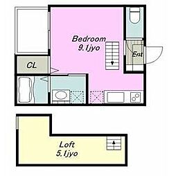 black　berry 1階ワンルームの間取り