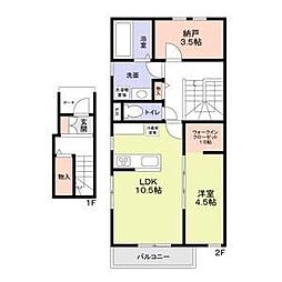 名鉄瀬戸線 守山自衛隊前駅 徒歩4分の賃貸アパート 1階1SLDKの間取り