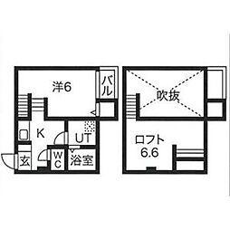 Feliz新守西 2階1Kの間取り
