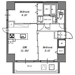 名古屋市営桜通線 久屋大通駅 徒歩4分の賃貸マンション 5階2LDKの間取り
