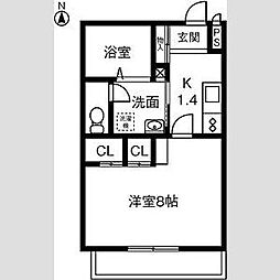 名古屋市営名城線 茶屋ヶ坂駅 徒歩14分の賃貸マンション 3階1Kの間取り