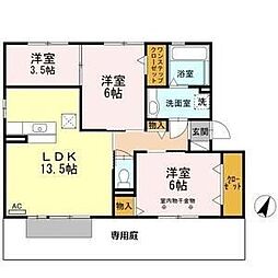 JR中央本線 勝川駅 徒歩5分の賃貸アパート 1階2LDKの間取り