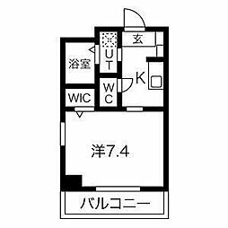 JR中央本線 千種駅 徒歩8分の賃貸マンション 2階1Kの間取り