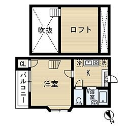 名古屋市営鶴舞線 浄心駅 徒歩10分の賃貸アパート 2階1Kの間取り
