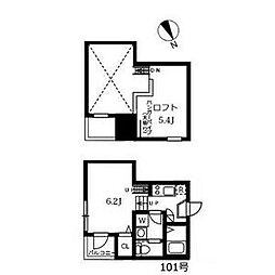 クレール城西 2階1SKの間取り