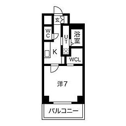 名古屋市営桜通線 車道駅 徒歩5分の賃貸マンション 7階1Kの間取り