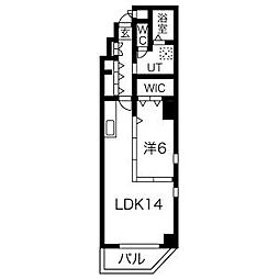 スリーアイランドタワー葵 6階1LDKの間取り