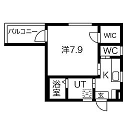 ル・ベリエ平安通 1Kの間取図画像