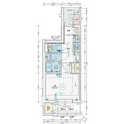 エステムコート名古屋葵 1Kの間取図画像