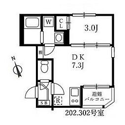 ハーモニーテラス新栄2 1DKの間取図画像