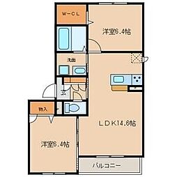 ヴィラ・ボヌール 2LDKの間取図画像
