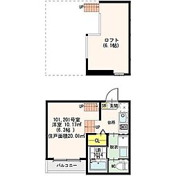 レクセルズ 1Kの間取図画像