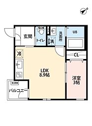 ROBOTHOUSE守山B棟 1LDKの間取図画像