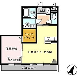 ラ・ミアカーサ勇助山 1LDKの間取図画像