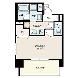 レーヴェスト志賀本通 1Kの間取図画像