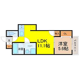 プラージュ大曽根 1LDKの間取図画像
