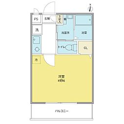 マーブルワン 1Kの間取図画像