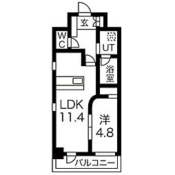 GKfanレジデンス 1LDKの間取図画像