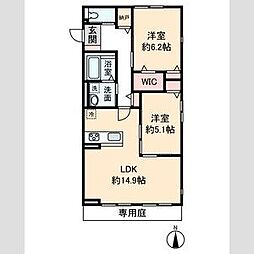 HEIM MAISON 庄内通駅東 B棟 2LDKの間取図画像