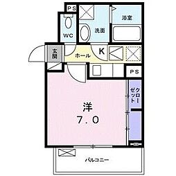グランディア矢田 1Kの間取図画像