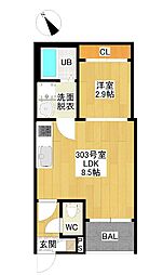 アールスマート大曽根 1LDKの間取図画像