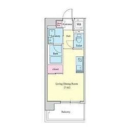 エスポアール泉 ワンルームの間取図画像