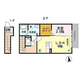 ソリウス新西 1LDKの間取図画像