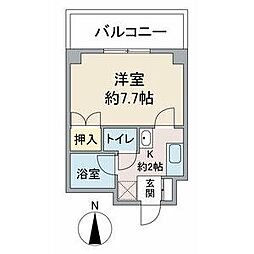 サンハナブサ 1Kの間取図画像