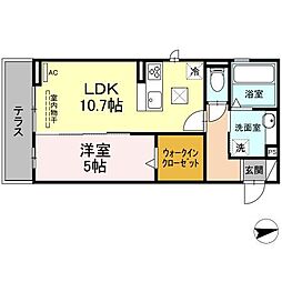 メゾン長栄 1LDKの間取図画像