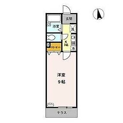 ベルドミール 1Kの間取図画像