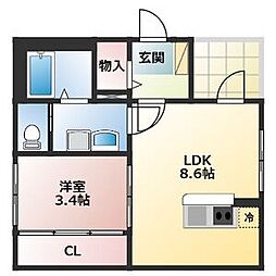 Mare新守山 1LDKの間取図画像