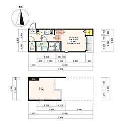 グランデッサ 1Kの間取図画像