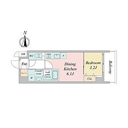 名古屋市西区上名古屋3丁目マンション 1DKの間取図画像