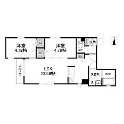 プレシャス新栄 (precious SHINSAKAE) 2LDKの間取図画像