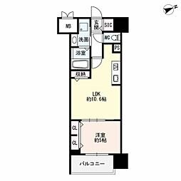 ザ・シンフォニア新栄 1LDKの間取図画像