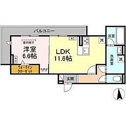 リュッカ鳥神 1LDKの間取図画像