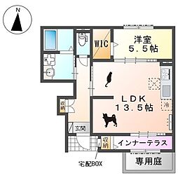 名古屋市北区丸新町アパート 1LDKの間取図画像