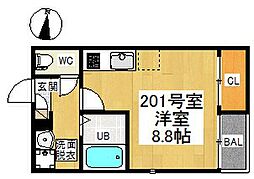 GRANDTIC黒川 ワンルームの間取図画像