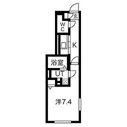 クレストタップ大曽根 1Kの間取図画像