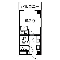 プロビデンス泉 1Kの間取図画像