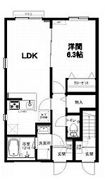 クレセール 1LDKの間取図画像