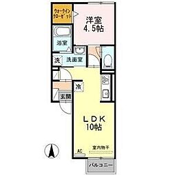 アルバトロスHANA 1LDKの間取図画像