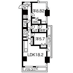 アーレックス丸の内 2LDKの間取図画像