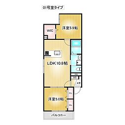 CELENEST今池 2LDKの間取図画像